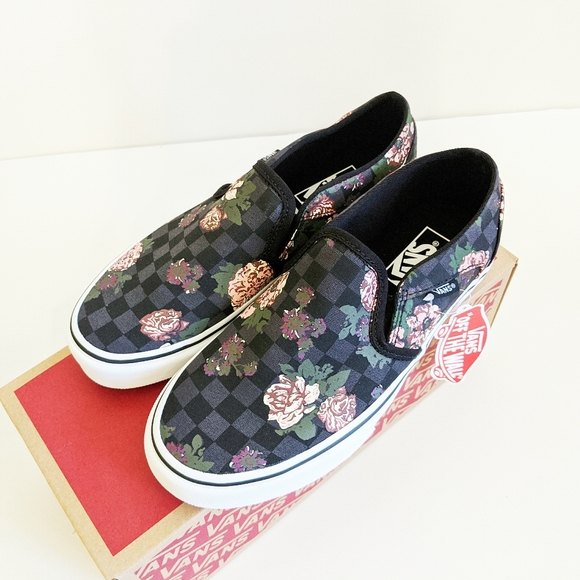 vans asher floral checkerboard